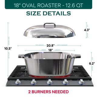 Oval Dutch Oven with Lid - 12.6 Quart (18 Inch) - By Baano