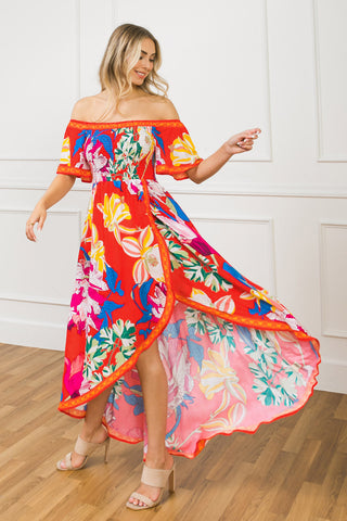 STEALING SUNSHINE FLORAL HI-LO DRESS - By Baano