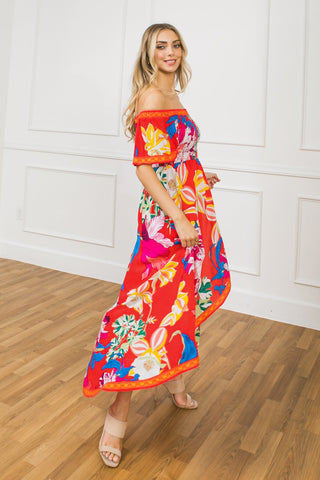 STEALING SUNSHINE FLORAL HI-LO DRESS - By Baano