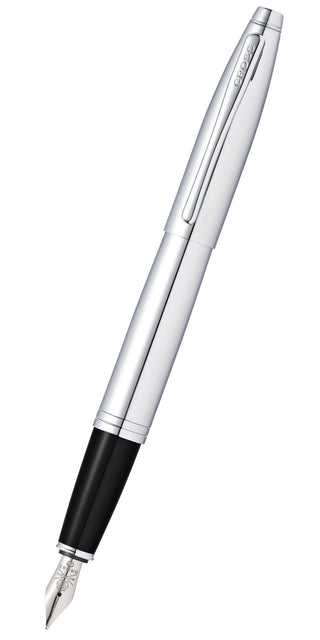 Calais™ Polished Chrome Stainless Steel Medium Nib Fountain Pen - By Baano