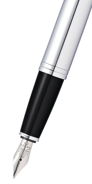 Calais™ Polished Chrome Stainless Steel Medium Nib Fountain Pen - By Baano