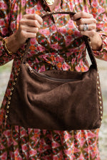Skylar Faux Suede Studded Shoulder Bag