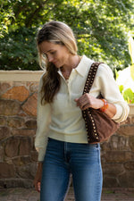 Skylar Faux Suede Studded Shoulder Bag