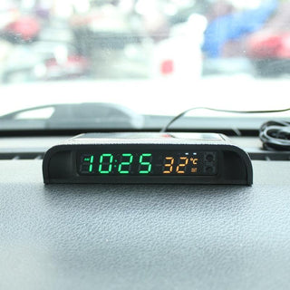 Solar Car Digital Clock Thermometer Dual Color Display Smart Switch High Precision LED Digital Clock Dashboard Solar Powered Car Electronic Clock Stick-On Luminous Car Clock Dashboard Auto Clock Car Watch Clock with Adjustable Brightness Date Temperature Stevvex