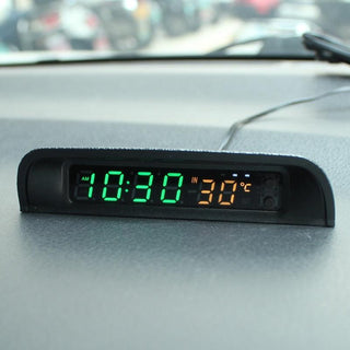 Solar Car Digital Clock Thermometer Dual Color Display Smart Switch High Precision LED Digital Clock Dashboard Solar Powered Car Electronic Clock Stick-On Luminous Car Clock Dashboard Auto Clock Car Watch Clock with Adjustable Brightness Date Temperature Stevvex
