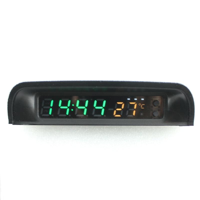 Solar Car Digital Clock Thermometer Dual Color Display Smart Switch High Precision LED Digital Clock Dashboard Solar Powered Car Electronic Clock Stick-On Luminous Car Clock Dashboard Auto Clock Car Watch Clock with Adjustable Brightness Date Temperature Stevvex