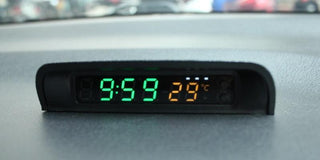Solar Car Digital Clock Thermometer Dual Color Display Smart Switch High Precision LED Digital Clock Dashboard Solar Powered Car Electronic Clock Stick-On Luminous Car Clock Dashboard Auto Clock Car Watch Clock with Adjustable Brightness Date Temperature Stevvex