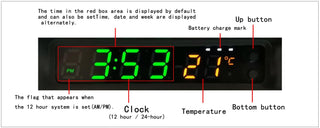 Solar Car Digital Clock Thermometer Dual Color Display Smart Switch High Precision LED Digital Clock Dashboard Solar Powered Car Electronic Clock Stick-On Luminous Car Clock Dashboard Auto Clock Car Watch Clock with Adjustable Brightness Date Temperature Stevvex