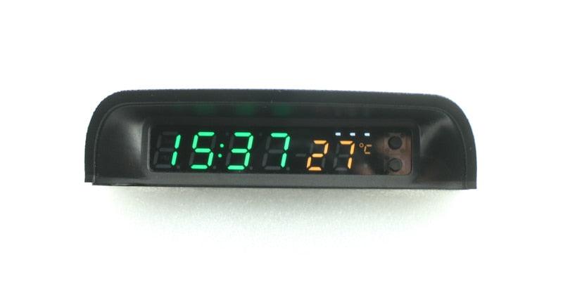 Solar Car Digital Clock Thermometer Dual Color Display Smart Switch High Precision LED Digital Clock Dashboard Solar Powered Car Electronic Clock Stick-On Luminous Car Clock Dashboard Auto Clock Car Watch Clock with Adjustable Brightness Date Temperature Stevvex