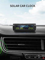 Solar Car Digital Clock with LCD Time Date In-Car Temperature Display for Outdoor Personal Car Part Decoration Universal Wireless Car Head Up Display Digital GPS Speedometer MPH Solar Battery USB Charged with Time Clock Stevvex