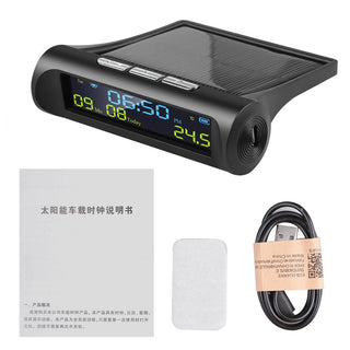 Solar Car Digital Clock with LCD Time Date In-Car Temperature Display for Outdoor Personal Car Part Decoration Universal Wireless Car Head Up Display Digital GPS Speedometer MPH Solar Battery USB Charged with Time Clock Stevvex