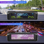 Solar Car Digital Clock with LCD Time Date In-Car Temperature Display for Outdoor Personal Car Part Decoration Universal Wireless Car Head Up Display Digital GPS Speedometer MPH Solar Battery USB Charged with Time Clock Stevvex