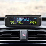 Solar Car Digital Clock with LCD Time Date In-Car Temperature Display for Outdoor Personal Car Part Decoration Universal Wireless Car Head Up Display Digital GPS Speedometer MPH Solar Battery USB Charged with Time Clock Stevvex