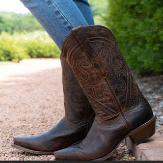 Cheyenne Cowgirl Boots | Women's Snipped Toe Leather Boots (M50041) - By Baano