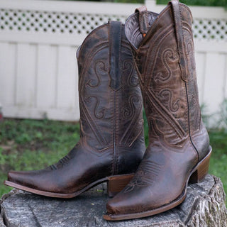 Cheyenne Cowgirl Boots | Women's Snipped Toe Leather Boots (M50041) - By Baano