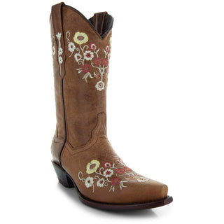 Women's Snipped Toe Western Boots | Floral Showstopper Cowgirl Boots (M50044) - By Baano