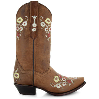 Women's Snipped Toe Western Boots | Floral Showstopper Cowgirl Boots (M50044) - By Baano