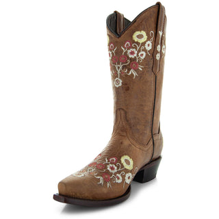 Women's Snipped Toe Western Boots | Floral Showstopper Cowgirl Boots (M50044) - By Baano