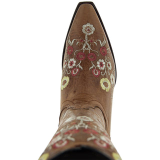 Women's Snipped Toe Western Boots | Floral Showstopper Cowgirl Boots (M50044) - By Baano