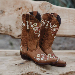 Women's Snipped Toe Western Boots | Floral Showstopper Cowgirl Boots (M50044) - By Baano