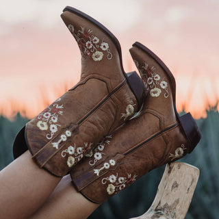 Women's Snipped Toe Western Boots | Floral Showstopper Cowgirl Boots (M50044) - By Baano