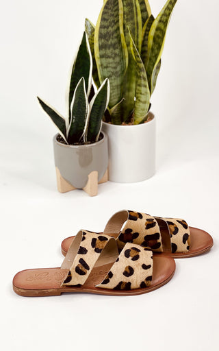 Spirited Dual Strap Slide in Leopard Naughty Monkey