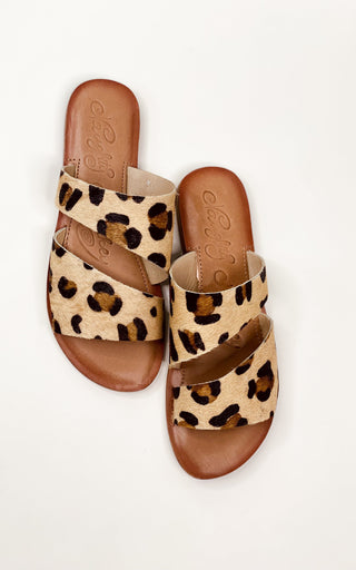 Spirited Dual Strap Slide in Leopard Naughty Monkey