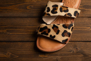 Spirited Dual Strap Slide in Leopard Naughty Monkey
