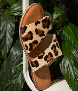 Spirited Dual Strap Slide in Leopard Naughty Monkey