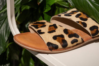 Spirited Dual Strap Slide in Leopard Naughty Monkey