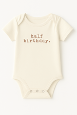 Half Birthday Clay Organic Cotton Baby Bodysuit Short Sleeve - By Baano