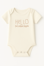 Hello I'm New Here Clay Organic Cotton Baby Bodysuit Short Sleeve - By Baano
