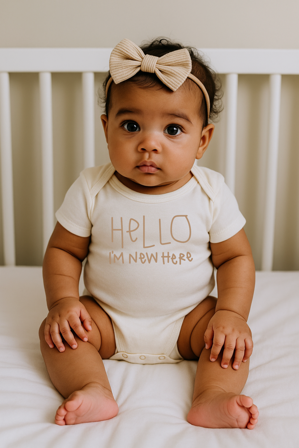Hello I'm New Here Clay Organic Cotton Baby Bodysuit Short Sleeve - By Baano