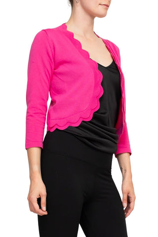 Zac & Rachel 3/4 Sleeve Open Faced Shrug with Tiered Scallop Details - Glamourous Grace