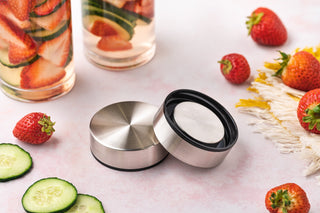 Skinny Series Wide Mouth Glass Bottles Set w/ Stainless Steel Lids, 16 oz