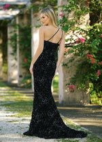 Stardust One Shoulder Sequin Gown - Black - FINAL SALE - By Baano