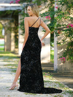 Stardust One Shoulder Sequin Gown - Black - FINAL SALE - By Baano