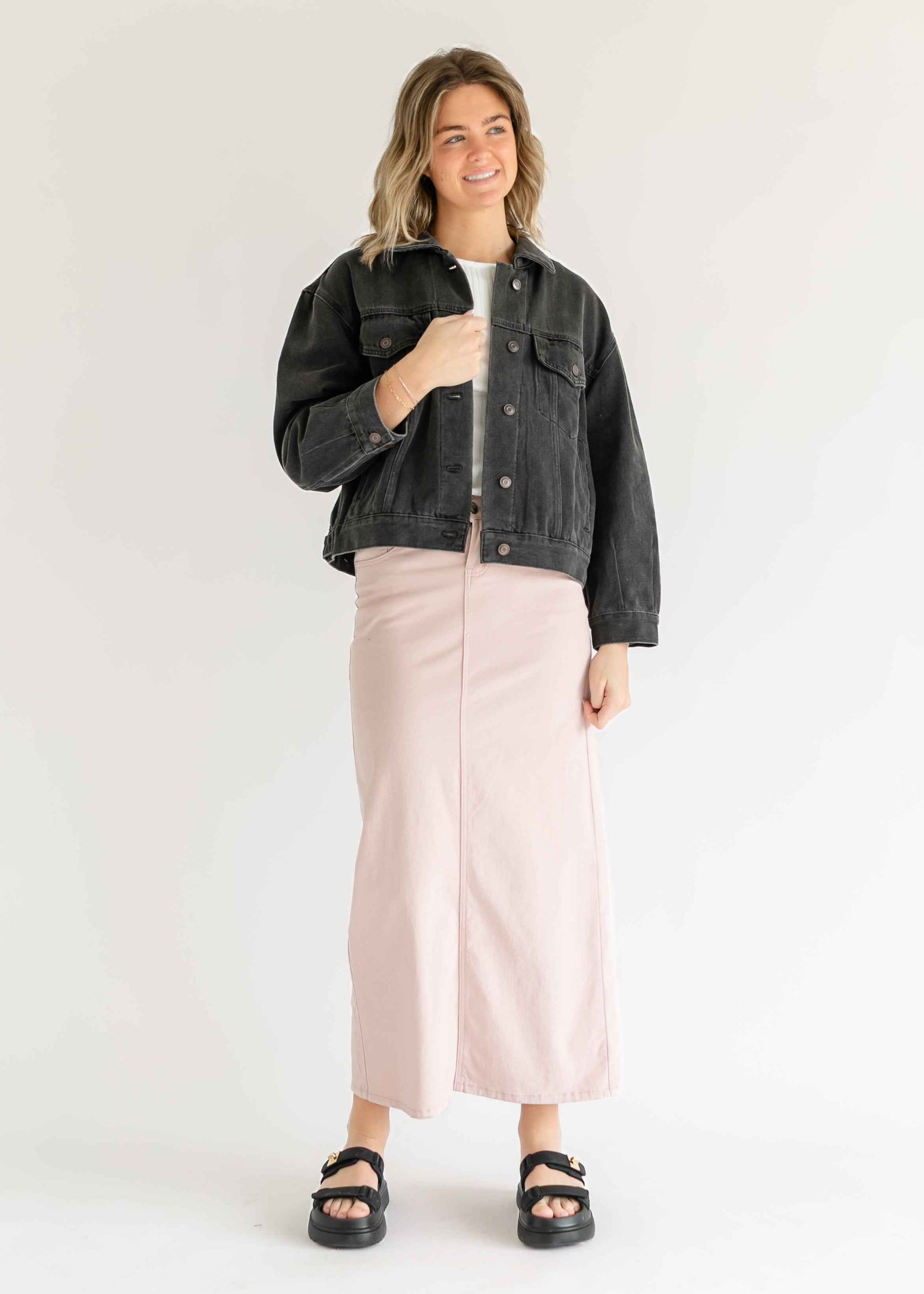 Stella Rose Denim Maxi Skirt - FINAL SALE