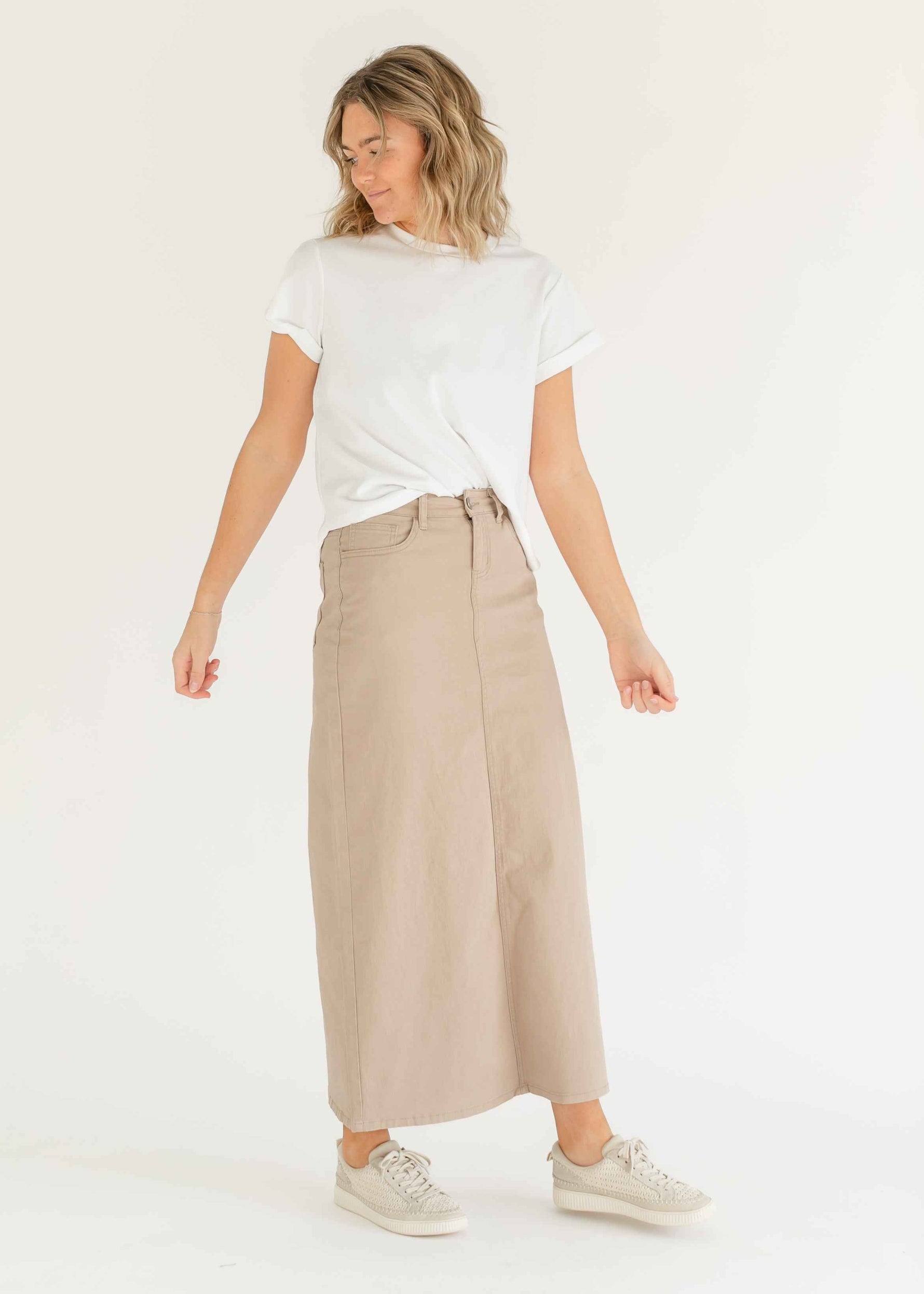 Stella Simply Taupe Denim Maxi Skirt