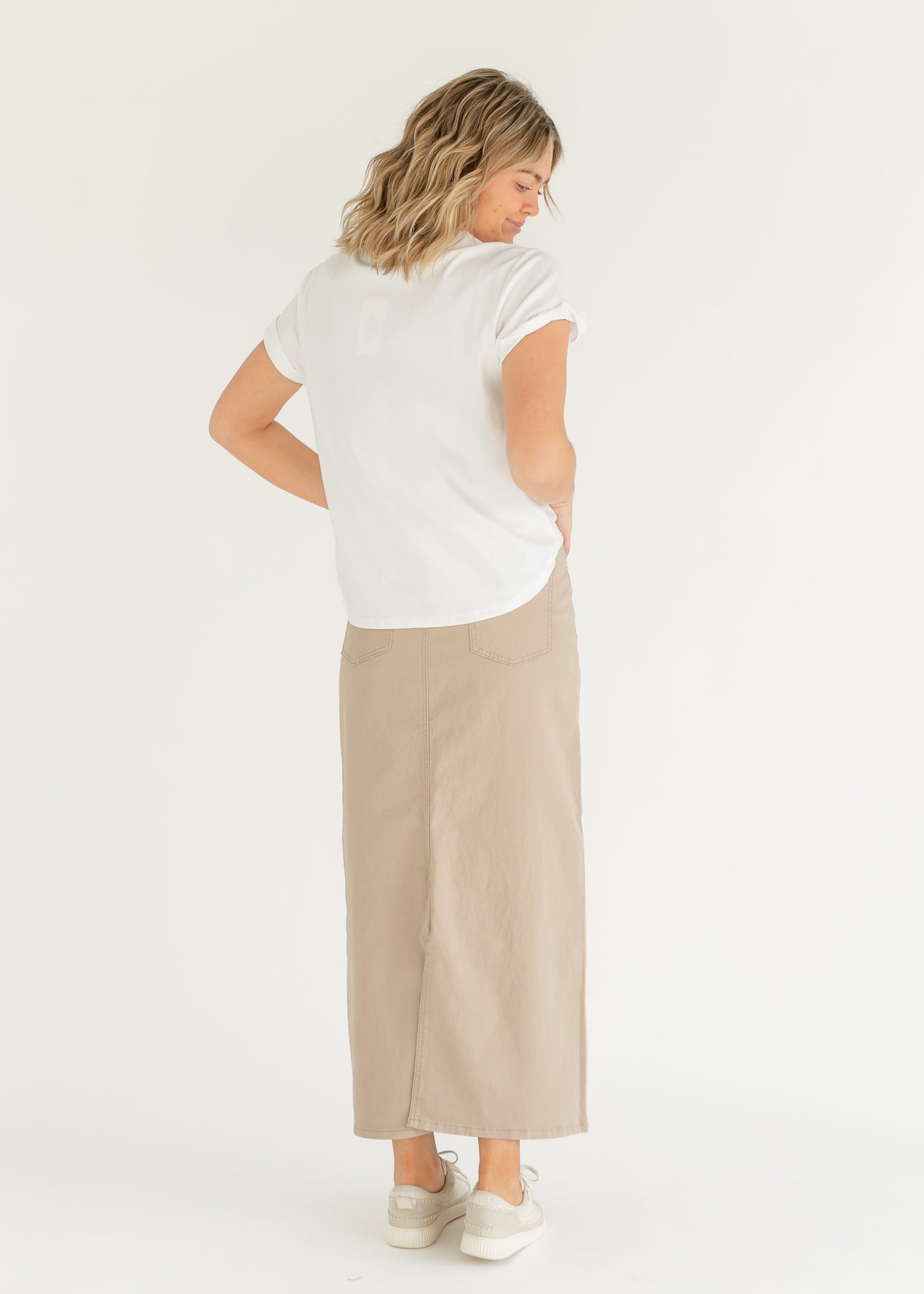 Stella Simply Taupe Denim Maxi Skirt - By Baano