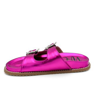 Stellar Rhinestone Buckle Slides in Fuschia Naughty Monkey