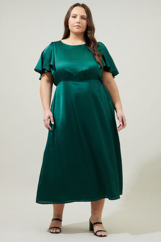 Chateau Satin Midi Dress