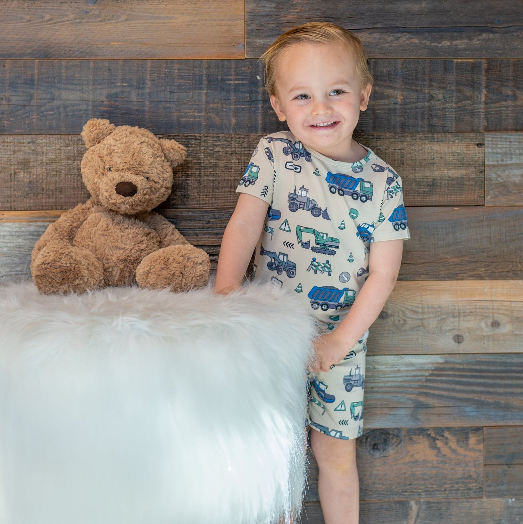 Trucks Diggers Construction  Summer Pajama Set - By Baano