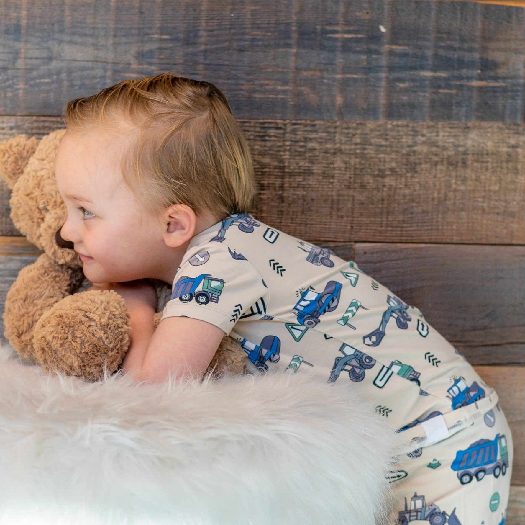 Trucks Diggers Construction  Summer Pajama Set - By Baano