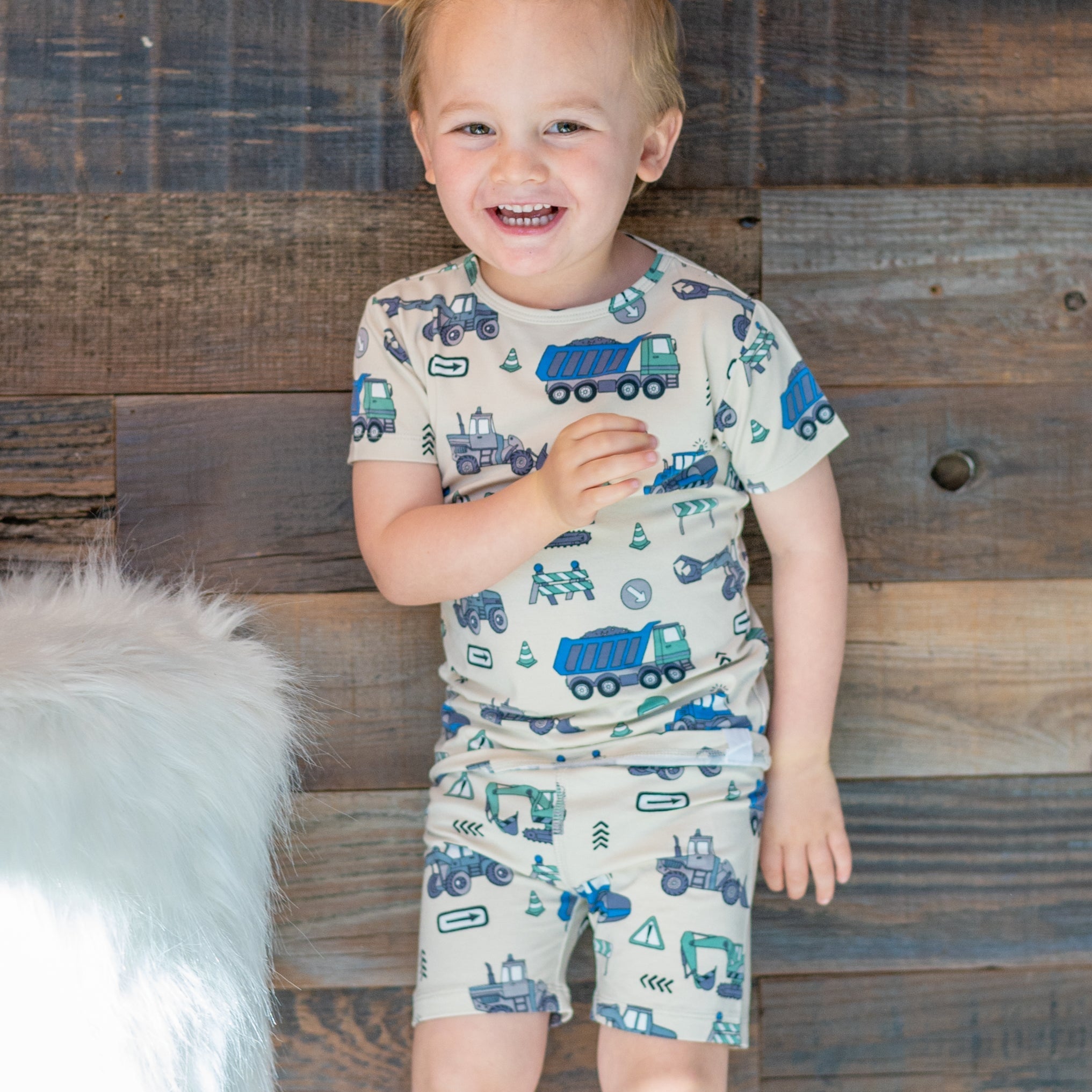 Trucks Diggers Construction  Summer Pajama Set - By Baano
