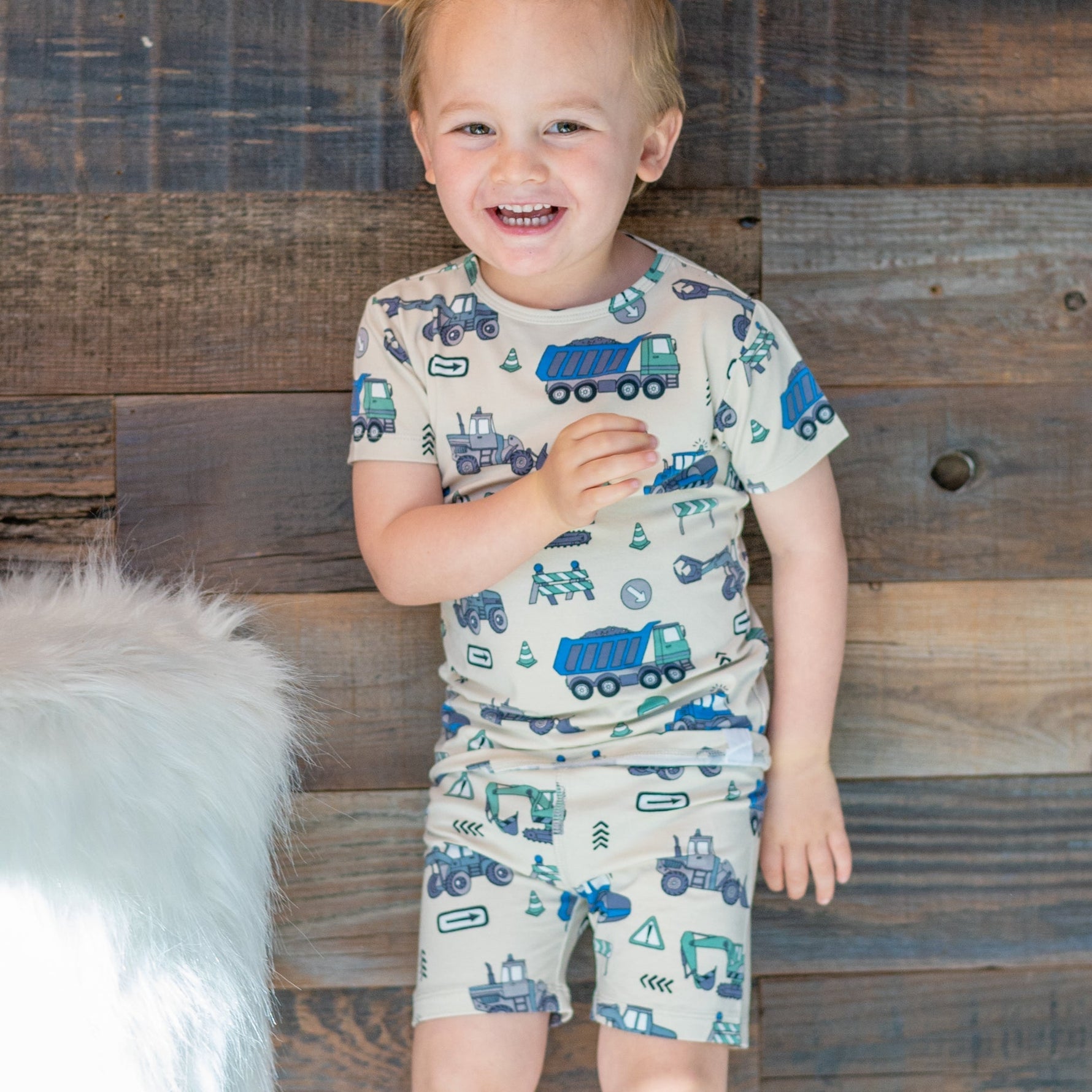 Trucks Diggers Construction  Summer Pajama Set - By Baano