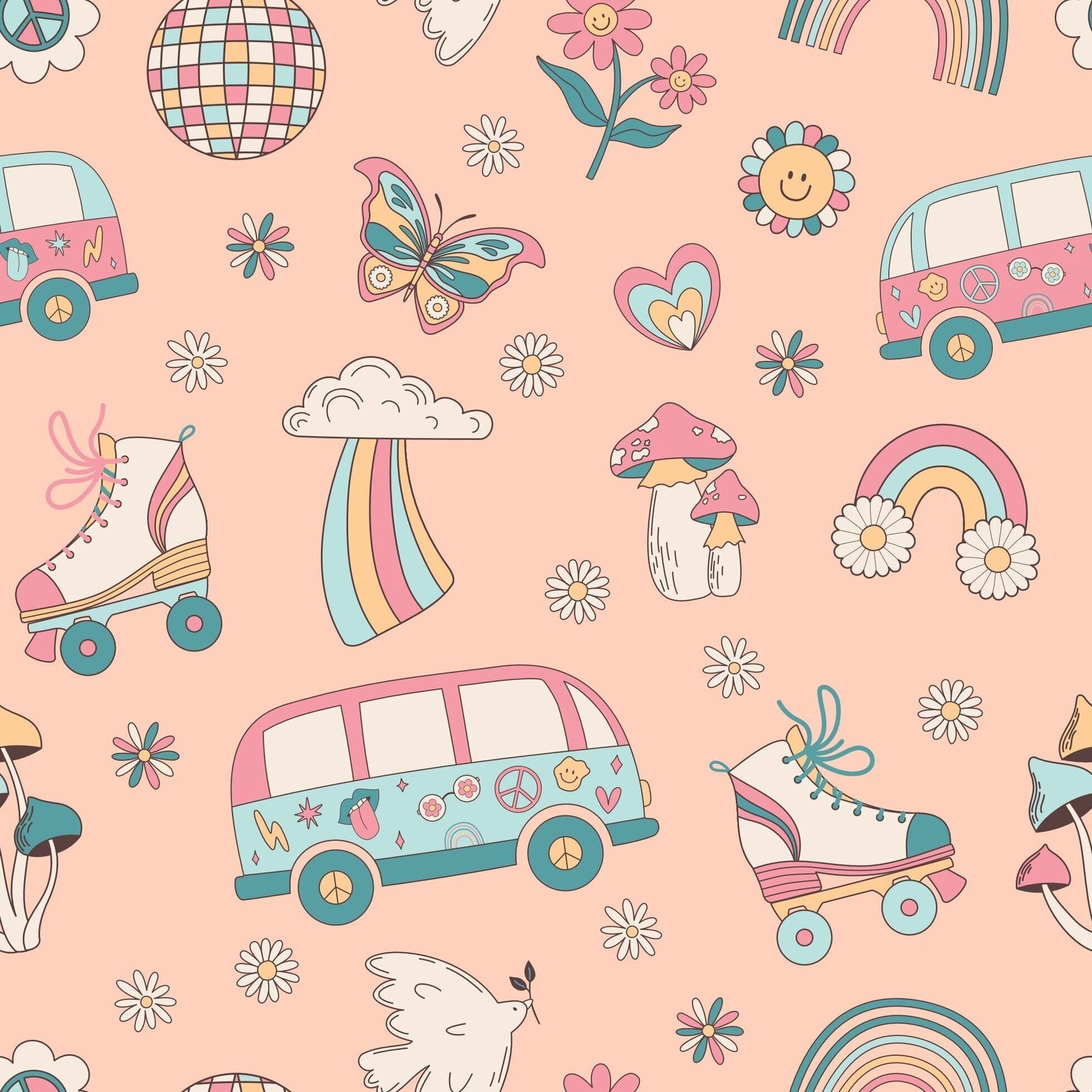 Retro Roller Skates Summer Pajama Set - By Baano