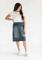 Sutton Side Zip A-line Denim Midi Skirt - FINAL SALE