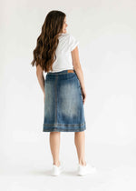 Sutton Side Zip A-line Denim Midi Skirt - FINAL SALE