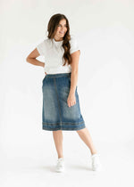 Sutton Side Zip A-line Denim Midi Skirt - FINAL SALE